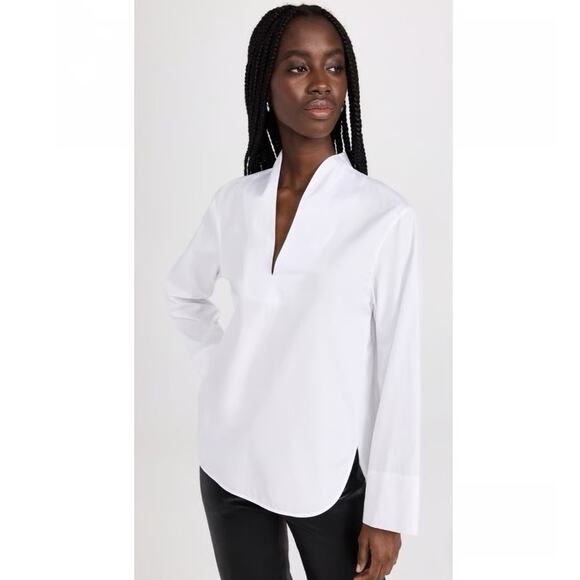 Vince White V Neck High Collar Structured Blouse - XL - Picture 1 of 9